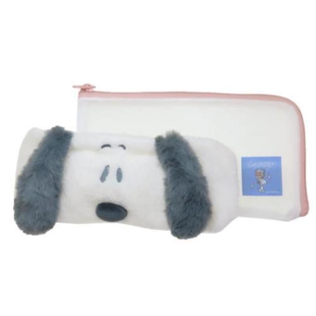 小禮堂 Snoopy 史努比 絨毛造型吸水髮帶附收納帶 (大臉款)