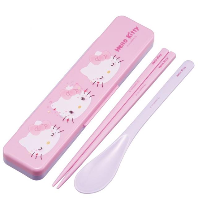 小禮堂 SKATER Hello Kitty 盒裝兩件式餐具組 CCS3SAAG (表情 50週年系列)
