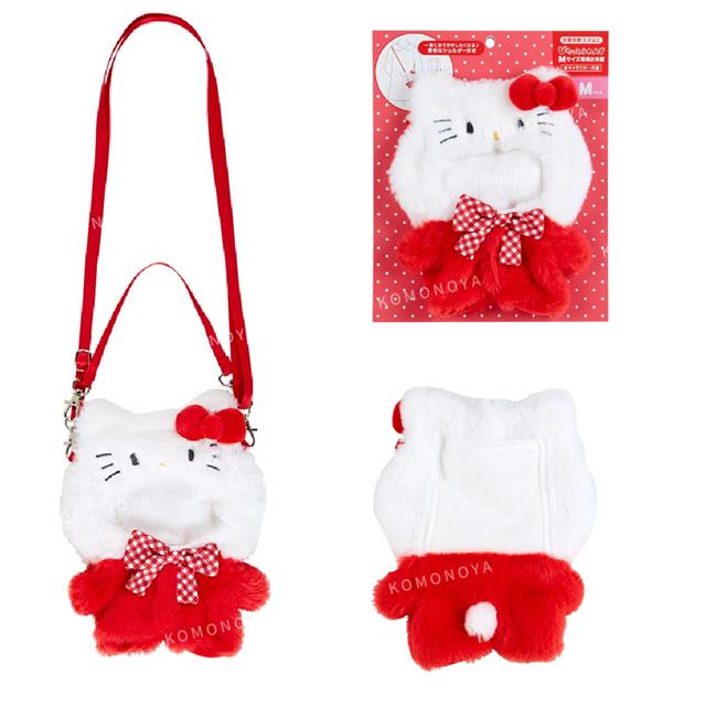 小禮堂 Sanrio 三麗鷗 絨毛造型玩偶裝附背帶 (格紋蝴蝶結 偶像應援) Kitty 酷落米 帕恰狗 1