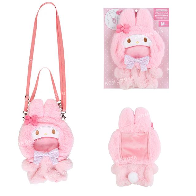 小禮堂 Sanrio 三麗鷗 絨毛造型玩偶裝附背帶 (格紋蝴蝶結 偶像應援) Kitty 酷落米 帕恰狗 6