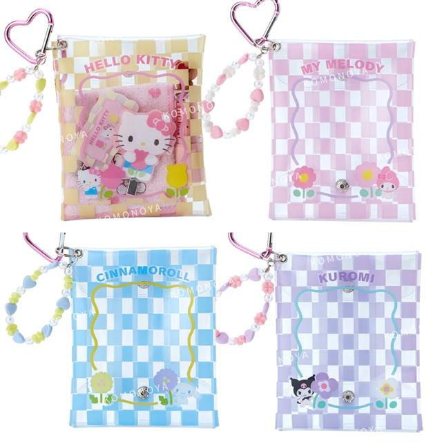 小禮堂 Sanrio 三麗鷗 透明玩偶收納包附愛心扣環 (一直走花路吧) Kitty 酷洛米 大耳狗