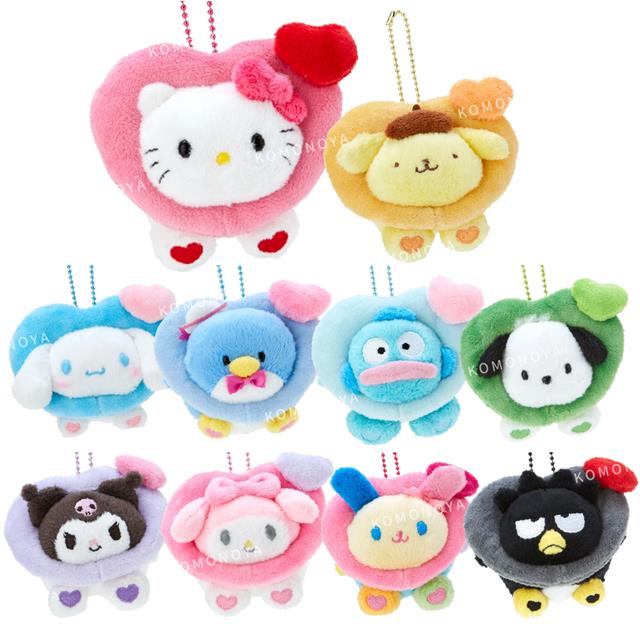 小禮堂 三麗鷗 絨毛玩偶吊飾 (2024角色大賞 心心相印) Kitty 酷洛米 花小兔