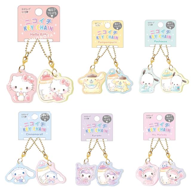 小禮堂 Sanrio 三麗鷗 壓克力造型磁鐵雙吊飾 (嬰兒款) Kitty 酷洛米 帕恰狗