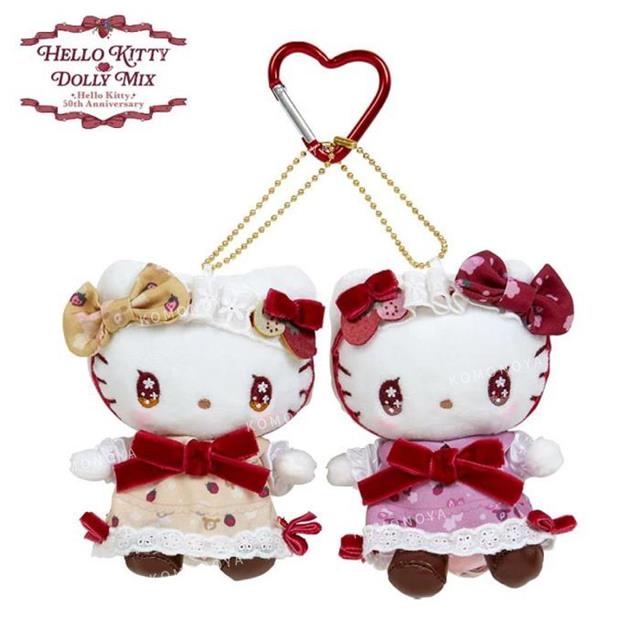 小禮堂 Sanrio 三麗鷗 Hello Kitty x Dolly Mix 絨毛玩偶吊飾2入組 (姐妹款)