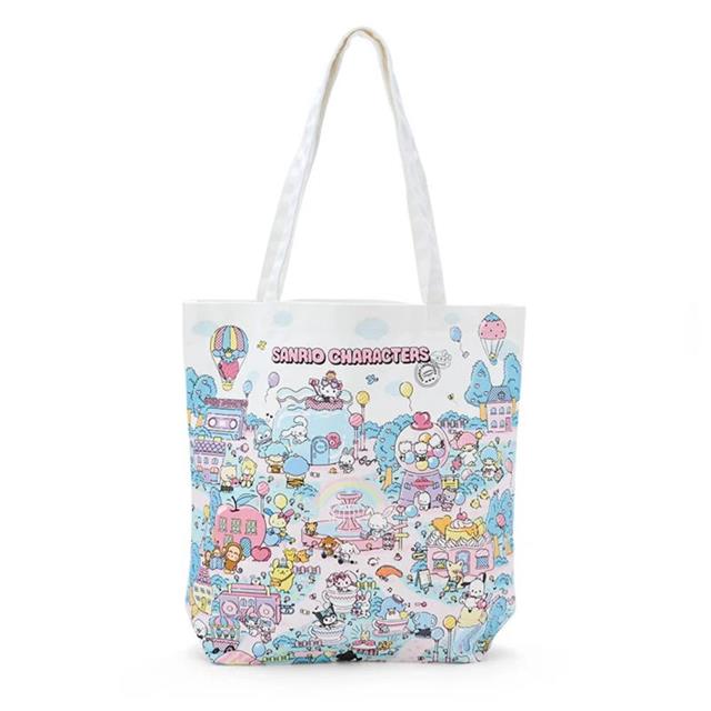 小禮堂 Sanrio 三麗鷗大集合 棉質直式肩背袋 (夢幻旅行)