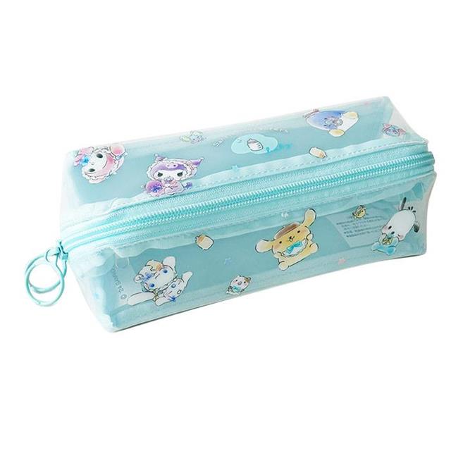 小禮堂 Sanrio 三麗鷗大集合 PVC全開式三角筆袋 (藍嬰兒款)