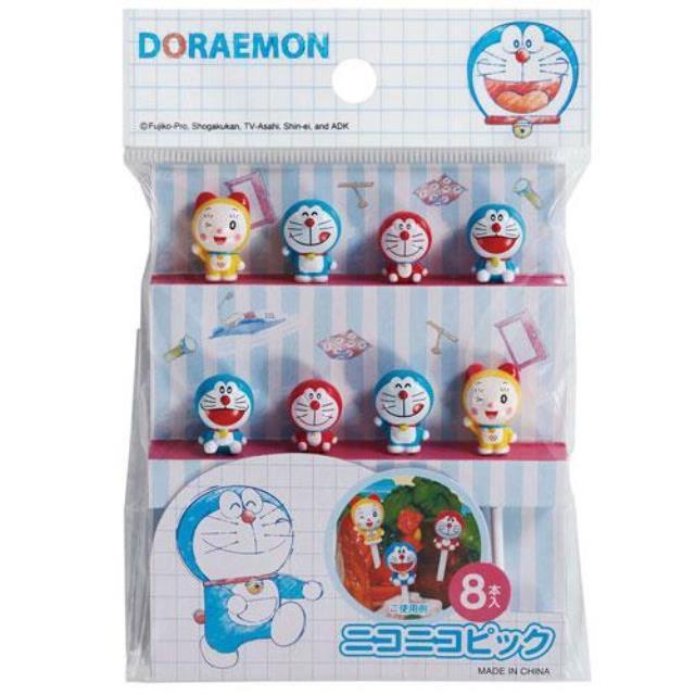 小禮堂 Doraemon 哆啦A夢 造型食物叉8入組 (表情款)