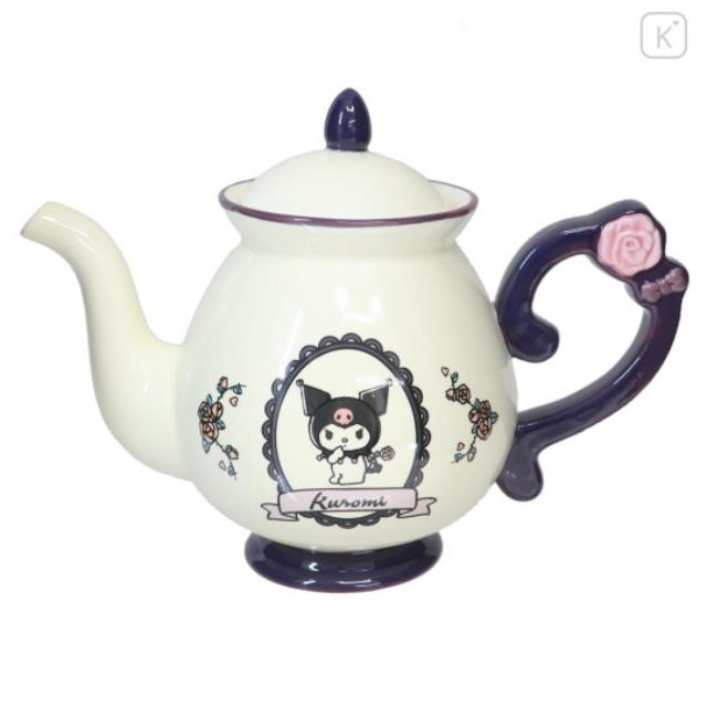 小禮堂 Sanrio 三麗鷗 酷洛米 陶瓷茶壺 600ml (白紫玫瑰花款)