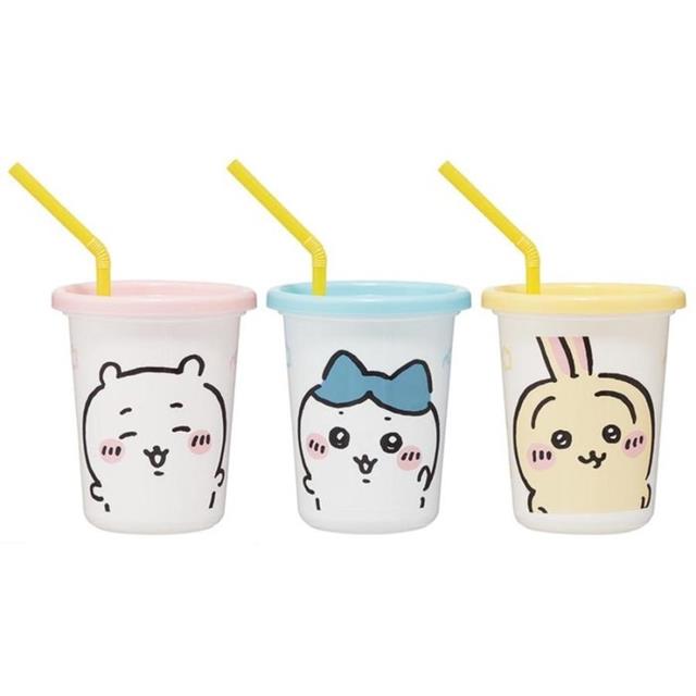 小禮堂 SKATER 吉伊卡哇 塑膠吸管杯 3入組 320ml SIH3ST (半身款)