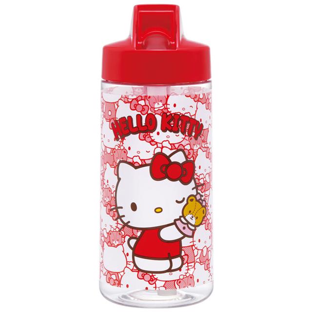 小禮堂 SKATER Hello Kitty 透明吸管水壺 500ml PSTB5 (滿版款)