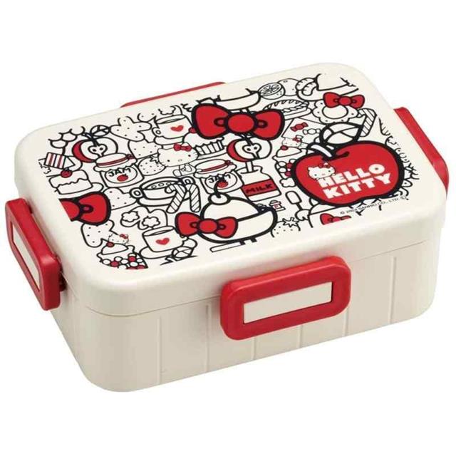 小禮堂 SKATER Hello Kitty 方形四扣便當盒 650ml YZFL7AG (滿版點心款)