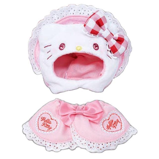 小禮堂 Hello Kitty 換裝娃娃玩偶衣服 M 50週年紀念 (粉格紋款)
