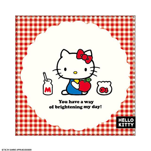 小禮堂 Hello Kitty 棉質小方巾 25x25cm (格紋款)