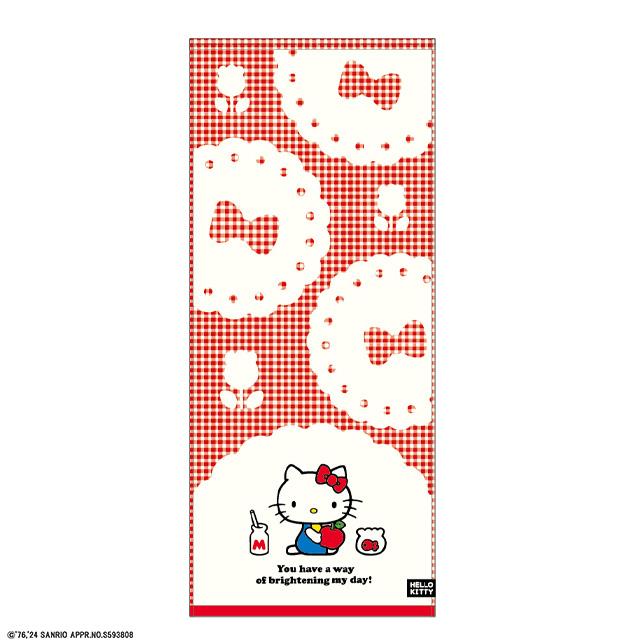 小禮堂 Hello Kitty 棉質長毛巾 34x80cm (格紋款)