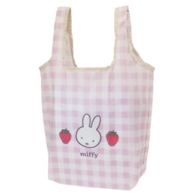 小禮堂 Miffy 米飛兔 摺疊環保購物袋 (草莓款)