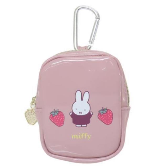 小禮堂 Miffy 米飛兔 亮皮小物收納包 (草莓款)