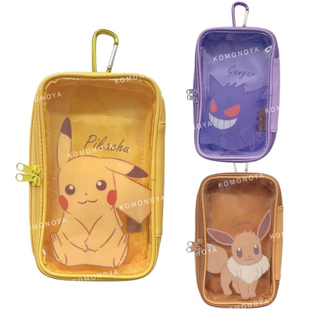 小禮堂 Pokemon 寶可夢 皮卡丘 尼龍視窗拉鍊收納包附扣環 (偶像應援) 皮卡丘 耿鬼 伊布