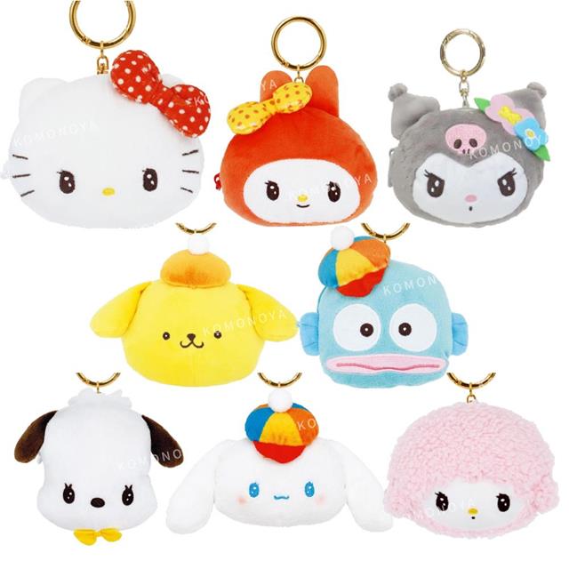 小禮堂 Sanrio 三麗鷗 絨毛大臉造型零錢包吊飾 (光陰的故事) Kitty 布丁狗