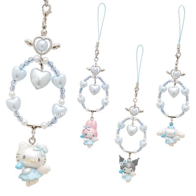 小禮堂 【限購】Sanrio 三麗鷗 造型樹脂手機吊飾 (水色Cupid) Kitty 酷洛米 大耳狗