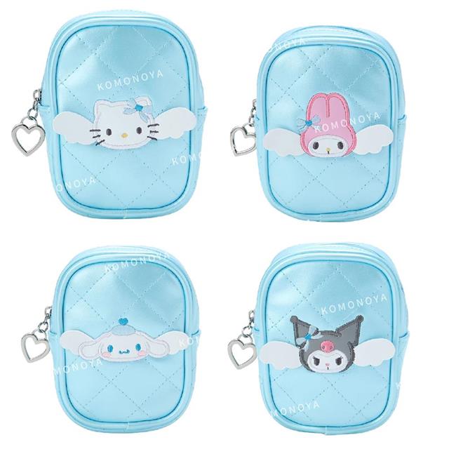 小禮堂 【限購】Sanrio 三麗鷗 方形珠光皮質收納包 (水色Cupid) Kitty 酷洛米 大耳狗