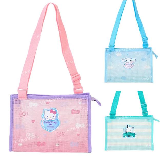 小禮堂 Sanrio 三麗鷗 兒童透明網狀方形斜揹包 (炎夏企劃) Kitty 大耳狗 帕恰狗