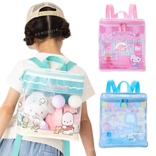 小禮堂 Sanrio 三麗鷗 兒童透明方形雙肩後背包 (炎夏企劃)  Kitty 大耳狗 帕恰狗