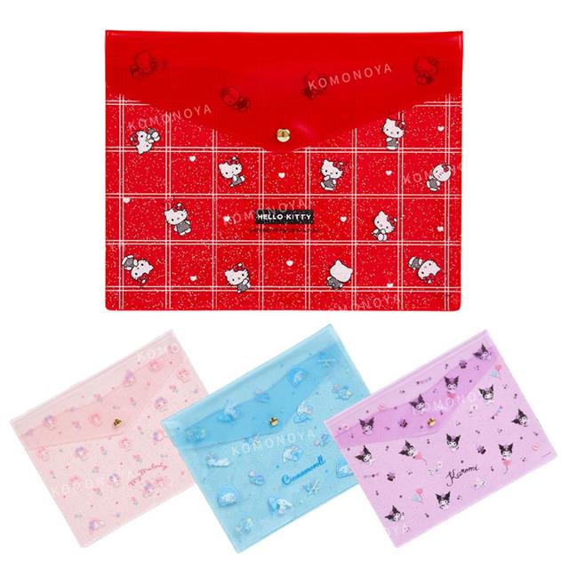 小禮堂 Sanrio 三麗鷗 A5 PVC橫式資料袋 (亮粉滿版款)