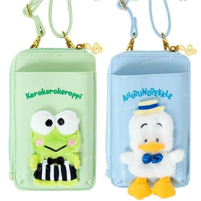 小禮堂 Sanrio 三麗鷗 皮質拉鍊斜背手機包 (蛙鴨蛙鴨蛙2.0) 大眼蛙 貝克鴨