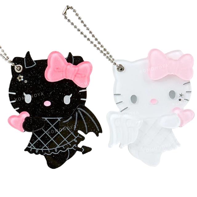 小禮堂 【限購】Sanrio 三麗鷗 Hello Kitty 壓克力造型隨身鏡吊飾 (Angel❤Devil)