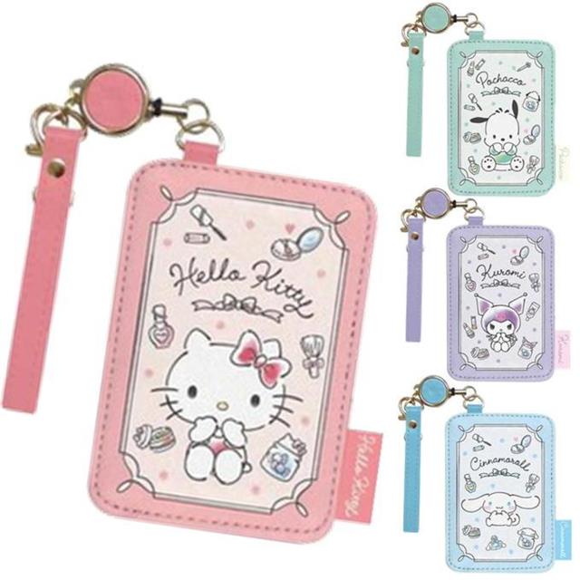 小禮堂 Sanrio 三麗鷗 皮質伸縮票卡包 (坐姿款) Kitty 酷洛米 大耳狗 帕恰狗