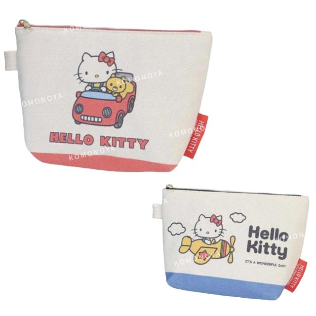 小禮堂 Sanrio 三麗鷗 Hello Kitty 棉質船型收納包 (50週年 復古系列)