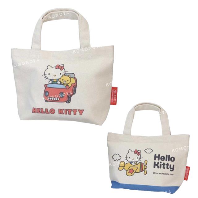 小禮堂 Sanrio 三麗鷗 Hello Kitty 棉質手提午餐袋 (50週年 復古系列)