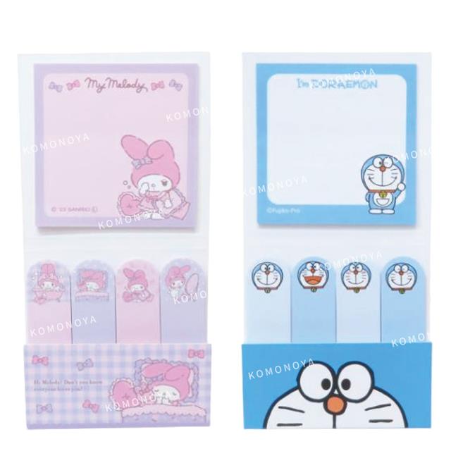 小禮堂 Sanrio 三麗鷗 標籤貼便條紙組 (美樂蒂睡覺 哆啦A夢表情)