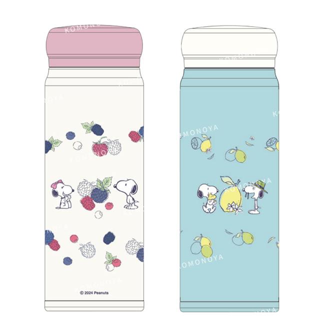 小禮堂 史努比 旋蓋式不鏽鋼保溫瓶 480ml (水果款)