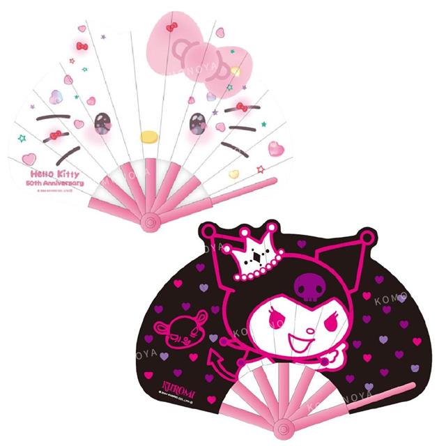 小禮堂 Sanrio 三麗鷗 造型塑膠折扇 Kitty 酷洛米