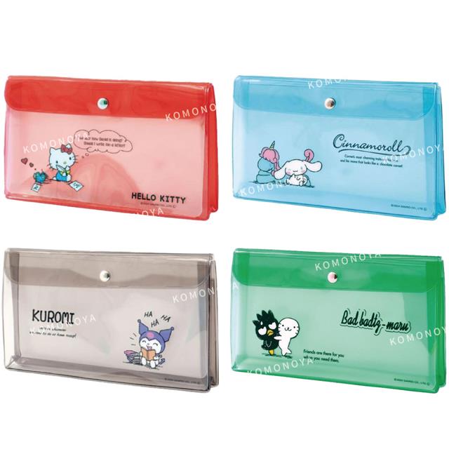 小禮堂 Sanrio 三麗鷗 扣式透明筆袋 (生活款) Kitty 酷洛米 大耳狗 酷企鵝
