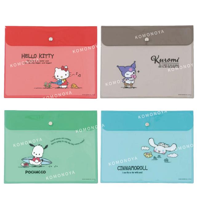小禮堂 Sanrio 三麗鷗 扣式A5透明檔案夾 (生活款) Kitty 酷洛米 大耳狗 帕恰狗