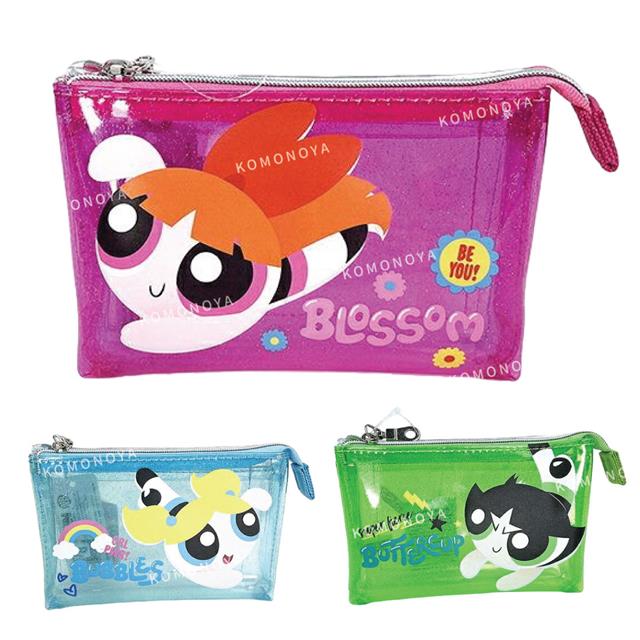 小禮堂 飛天小女警 PVC雙袋透明化妝包 (名字款) 花花 泡泡 毛毛