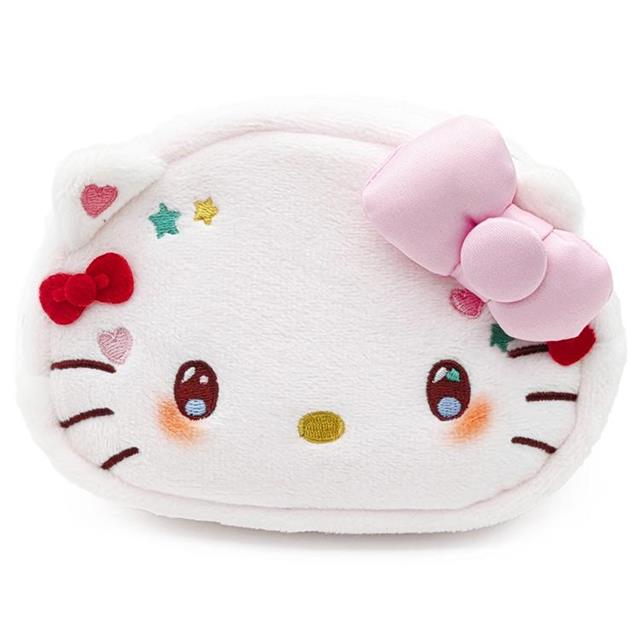 小禮堂 Sanrio 三麗鷗 Hello Kitty 大臉造型化妝包附鏡 (50週年The Future in Our Eyes)