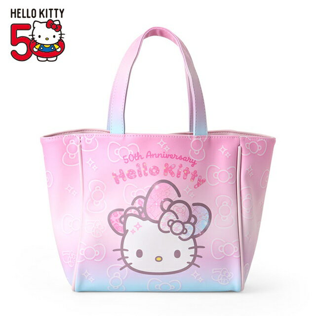 小禮堂 Sanrio 三麗鷗 Hello Kitty 皮質手提午餐袋 (50週年The Fashionable Ribbons)