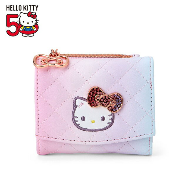 小禮堂 Sanrio 三麗鷗 Hello Kitty 皮質三折短夾 (50週年The Fashionable Ribbons)