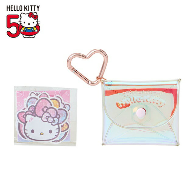 小禮堂 Sanrio 三麗鷗 Hello Kitty 貼紙組附扣式收納包 (50週年The Fashionable Ribbons)