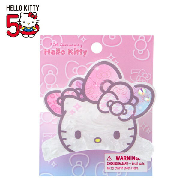 小禮堂 Sanrio 三麗鷗 Hello Kitty 壓克力造型鯊魚夾 (50週年The Fashionable Ribbons)