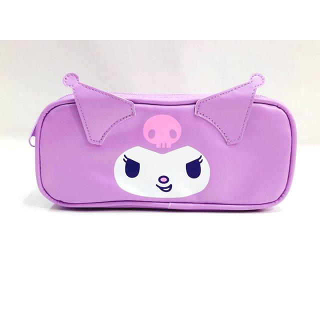 小禮堂 Sanrio 三麗鷗 酷洛米 皮革拉鍊筆袋 (大臉款)
