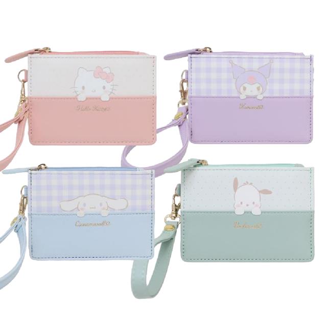 小禮堂 Sanrio 三麗鷗 皮質票卡零錢包 (探頭款) Kitty 酷洛米 大耳狗