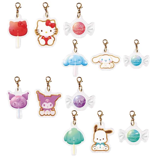 小禮堂 Sanrio 三麗鷗 迷你壓克力吊飾三入組 (糖果款) Kitty 酷洛米 大耳狗 帕恰狗
