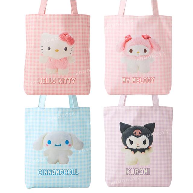 小禮堂 Sanrio 三麗鷗 棉質直式肩背袋 (3D人物系列) Kitty 大耳狗 酷洛米