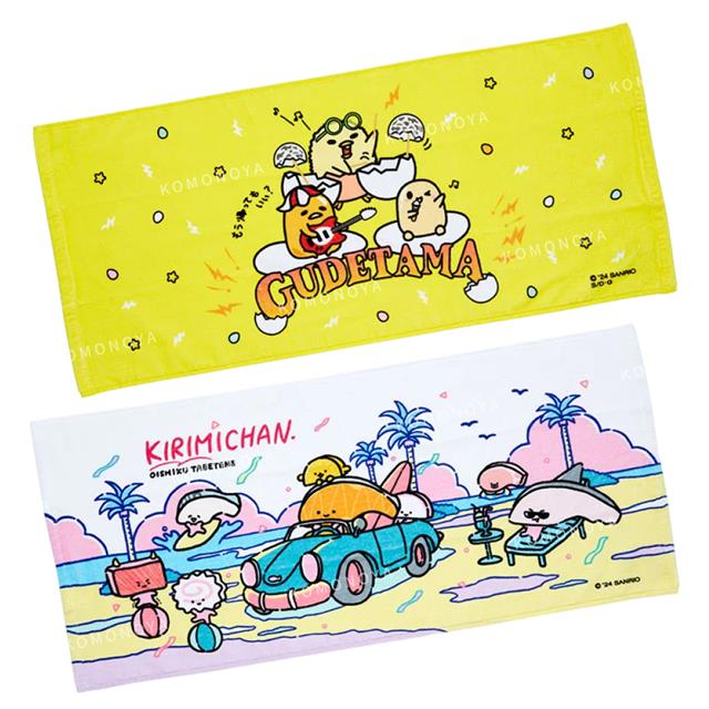 小禮堂 Sanrio 三麗鷗 棉質長毛巾 76x34cm (夏日搖滾樂隊) 蛋黃哥 切片妞