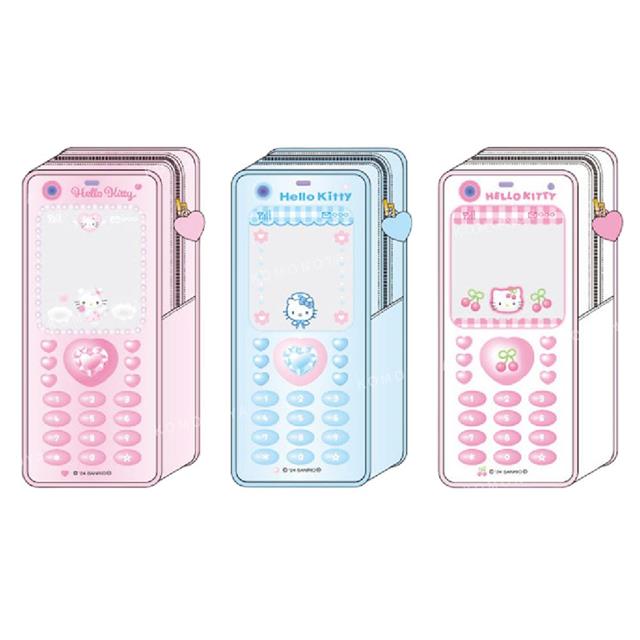 小禮堂 Sanrio 三麗鷗 Hello Kitty 手機造型PVC視窗收納包 (90's系列)