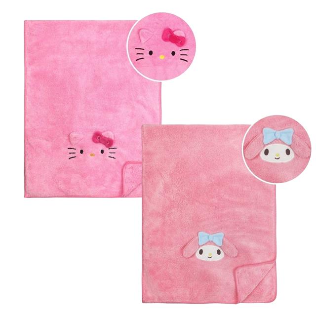 小禮堂 Sanrio 三麗鷗 吸水速乾擦髮巾 (大臉款) Kitty 美樂蒂